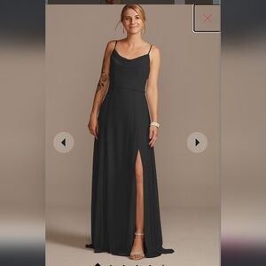 Black Cowl Neck Chiffon Bridesmaid Dress